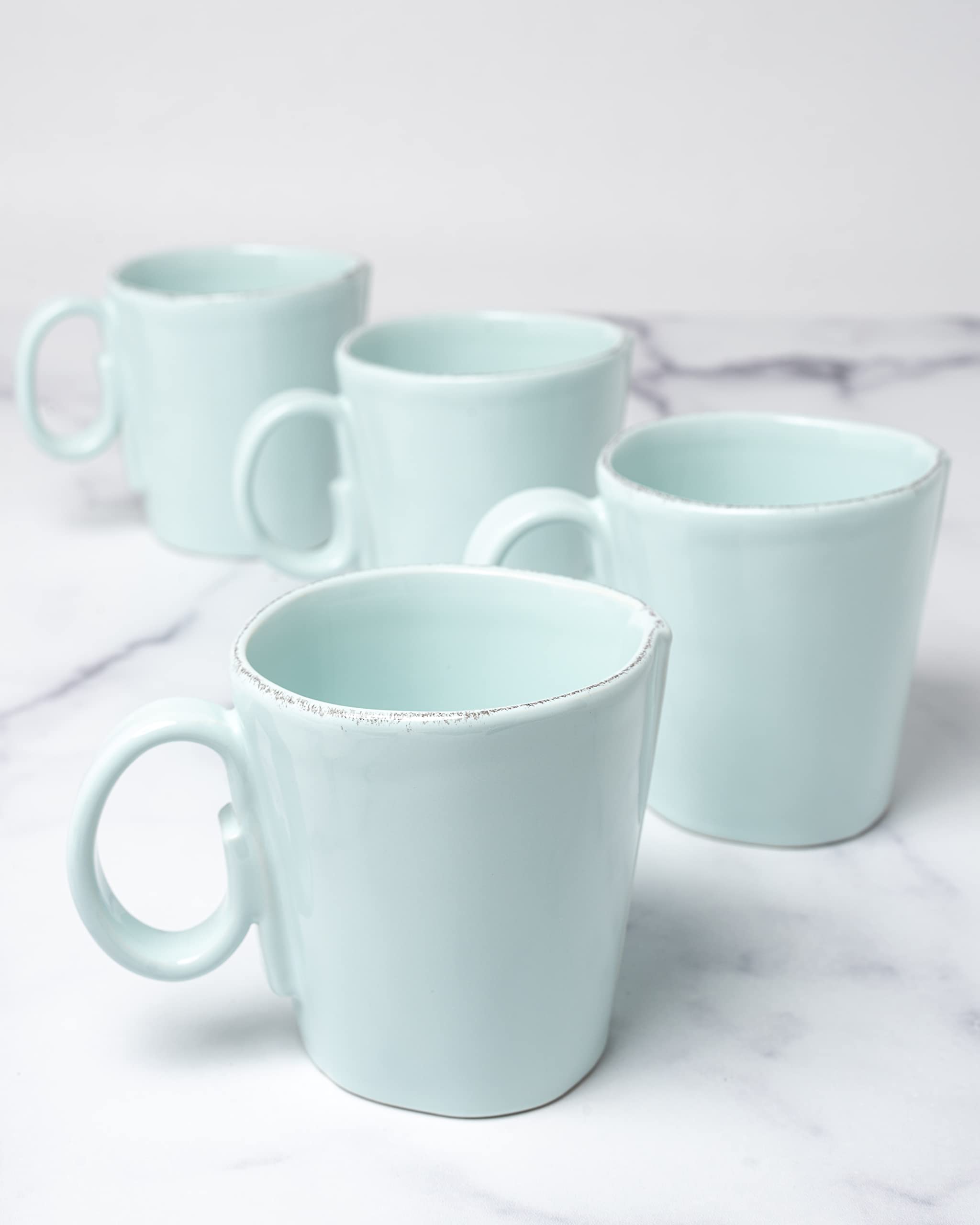 Vietri Lastra Aqua 12oz Handmade Stoneware Coffee Mug Set of 4 - 4