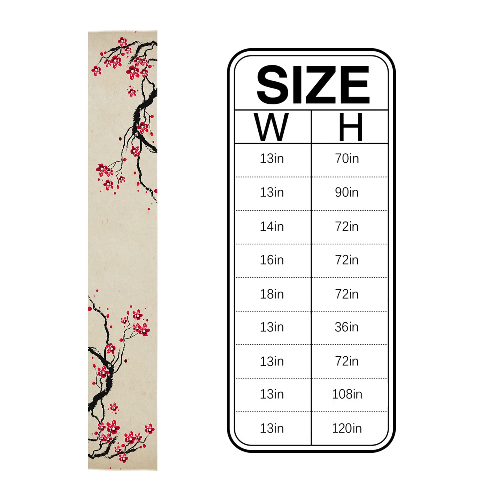 Spring Chinese Painting Cherry Blossoms Table Runner - 13x36 Inch Non-Slip Washable Table Scarf for Farmhouse, Kitchen, Dining & Coffee Table Decor | Perfect for Holiday Dinners, Parties & Home Decor