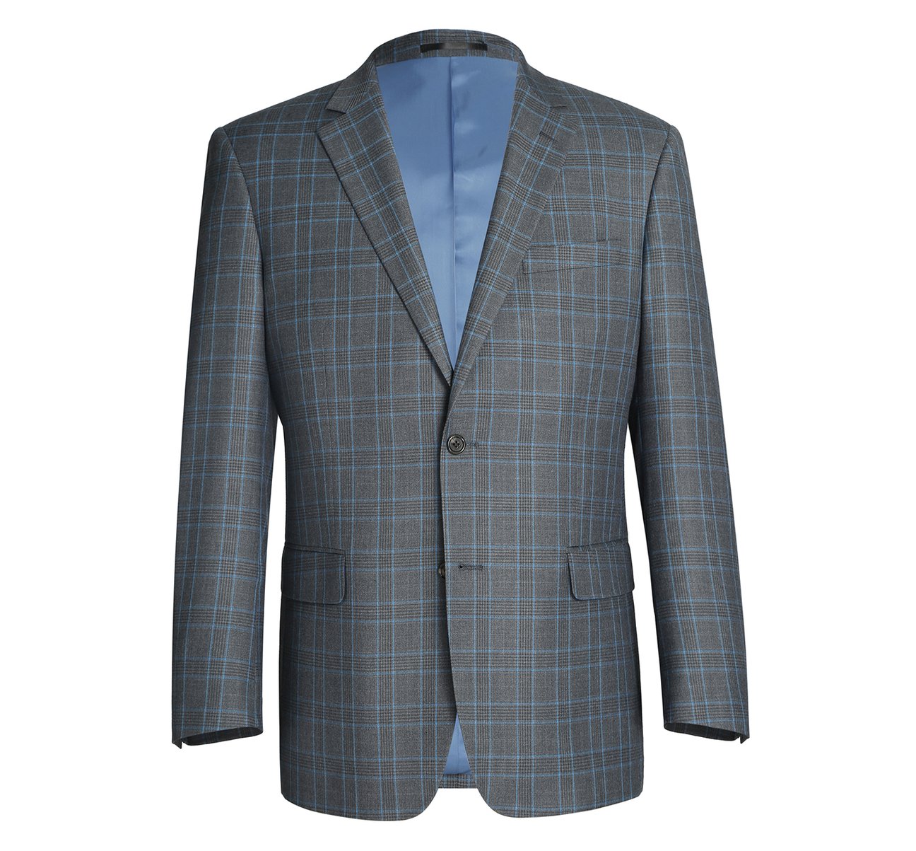 Alessandro Vitello by Renoir Light Grey Two-Piece Classic Fit Windowpane Check Dress Suit 293 | Premium Business Attire for Weddings, Office Meetings & Formal Events