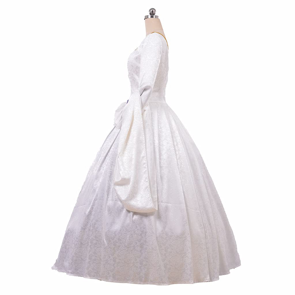 Victorian Women's Dress - Queen Elizabeth Tudor Period Renaissance Gown | Medieval Anne Boleyn Inspired White Costume for Historical Reenactment, Cosplay & Themed Parties