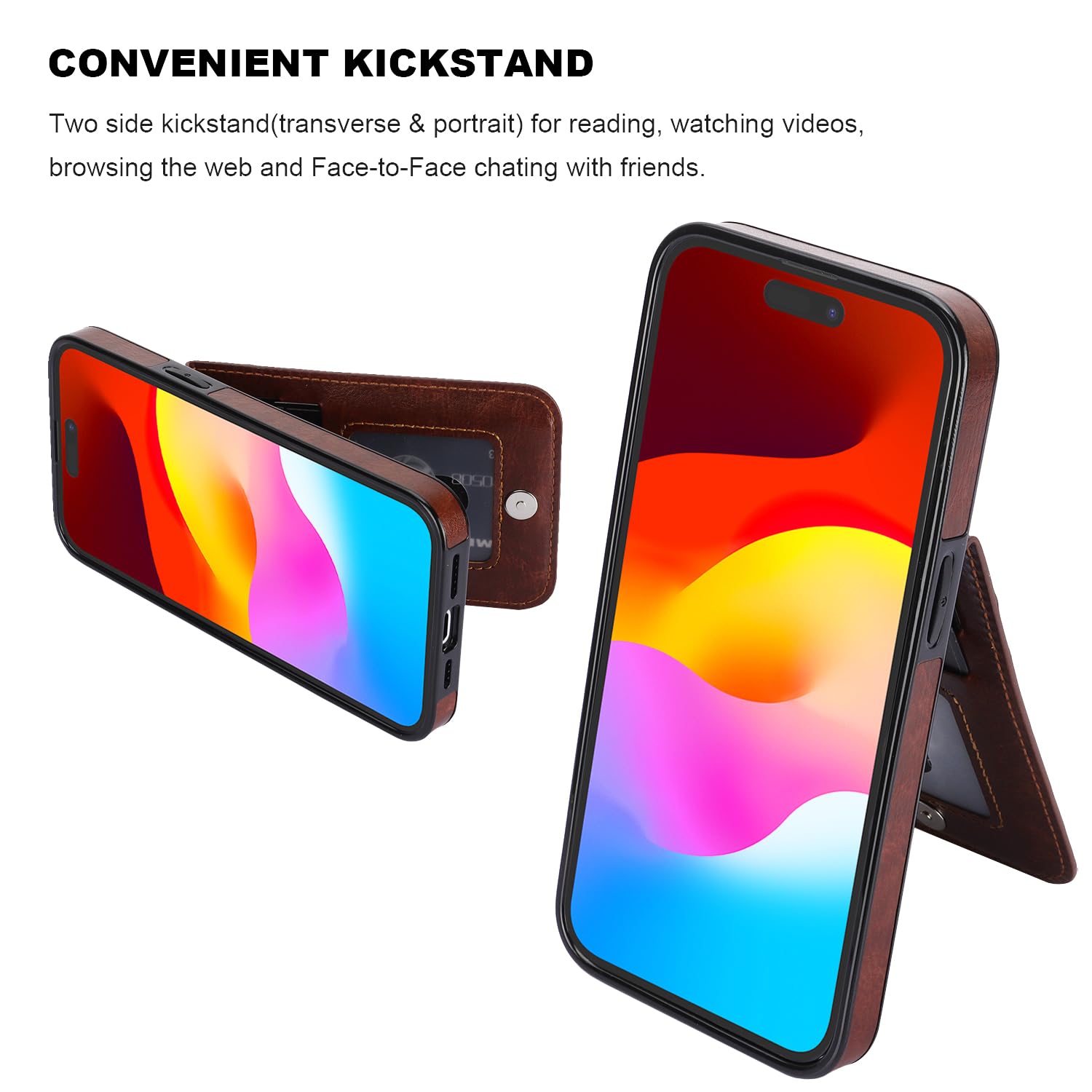 Premium Leather Magnetic Flip Wallet Case for iPhone 15 Pro Max (6.7