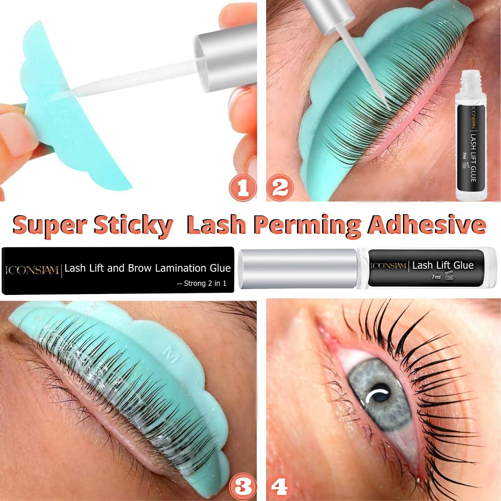 Professional Lash Lift & Eyebrow Lamination Glue - Strong Clear Adhesive (7ml) for Salon & Home Use - Easy to Apply & Remove - Perfect for Eyelash Extensions & Beauty Treatments
