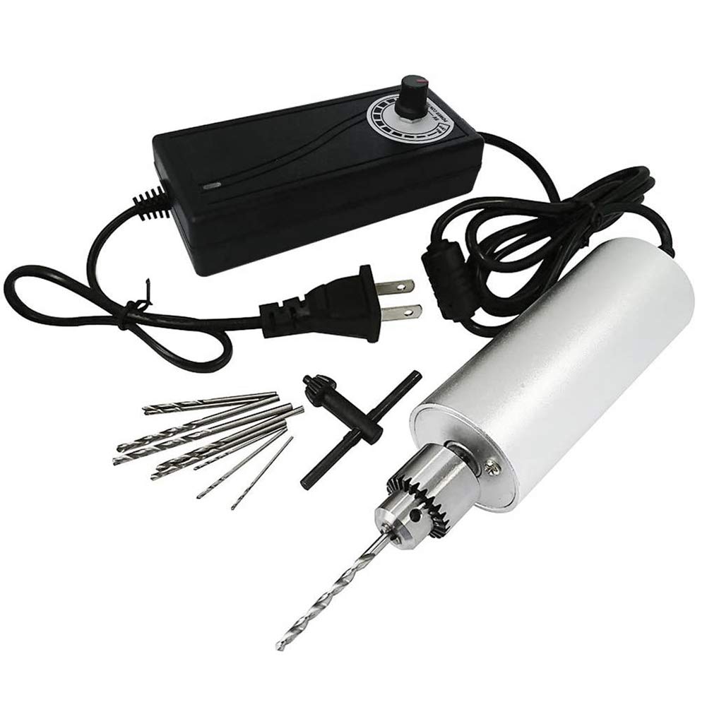 Yakamoz 0.3mm-4mm Adjustable Micro Electric Hand Drill - Portable Mini Drill for DIY PCB, Jewelry Making & Model Building | 5A DC5V-12V Power Supply with 10pc Micro Drill Bits | Perfect for Hobbyists & Precision Crafting