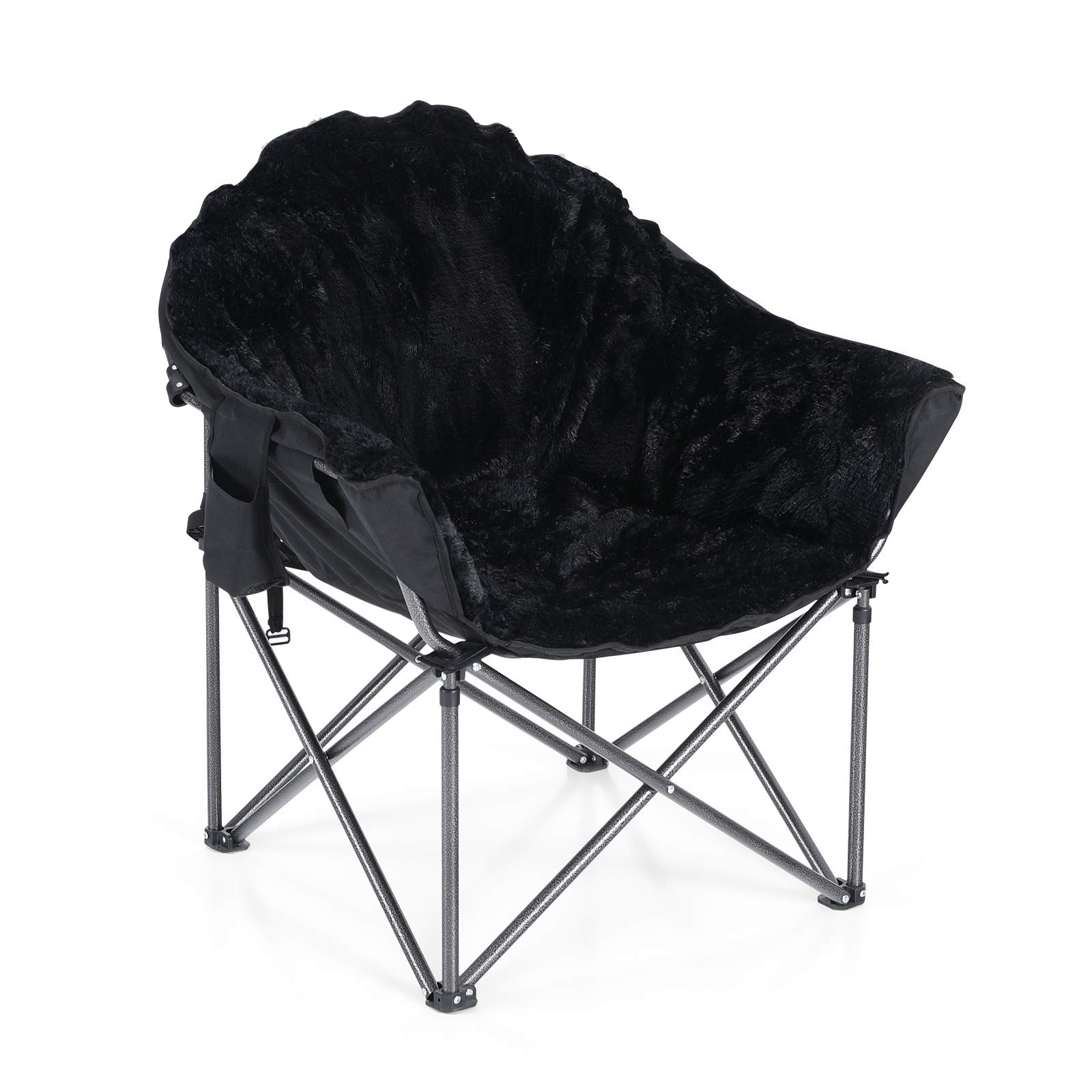 ALPHA CAMP Oversized Moon Round Saucer Chair - Portable Folding Camping Chair with Cup Holder & Carry Bag - Perfect for Outdoor, Beach, Picnic, and Backyard Relaxation