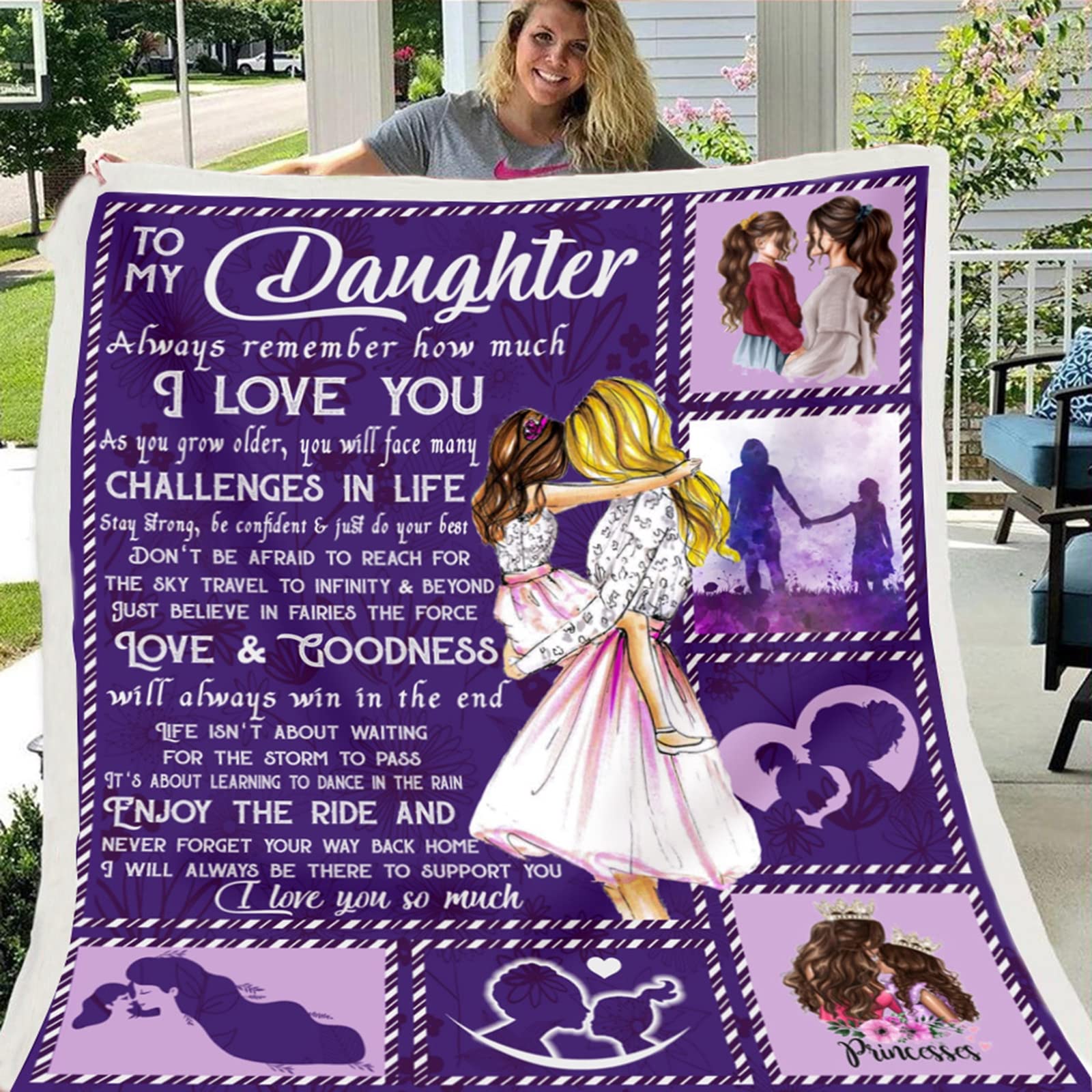Personalized Fleece Blanket for Daughter - Custom Message Letter Printed, Super Soft & Cozy Healing Bed Blanket (150x200cm) - Perfect for Gifts, Encouragement, and Comfort at Home