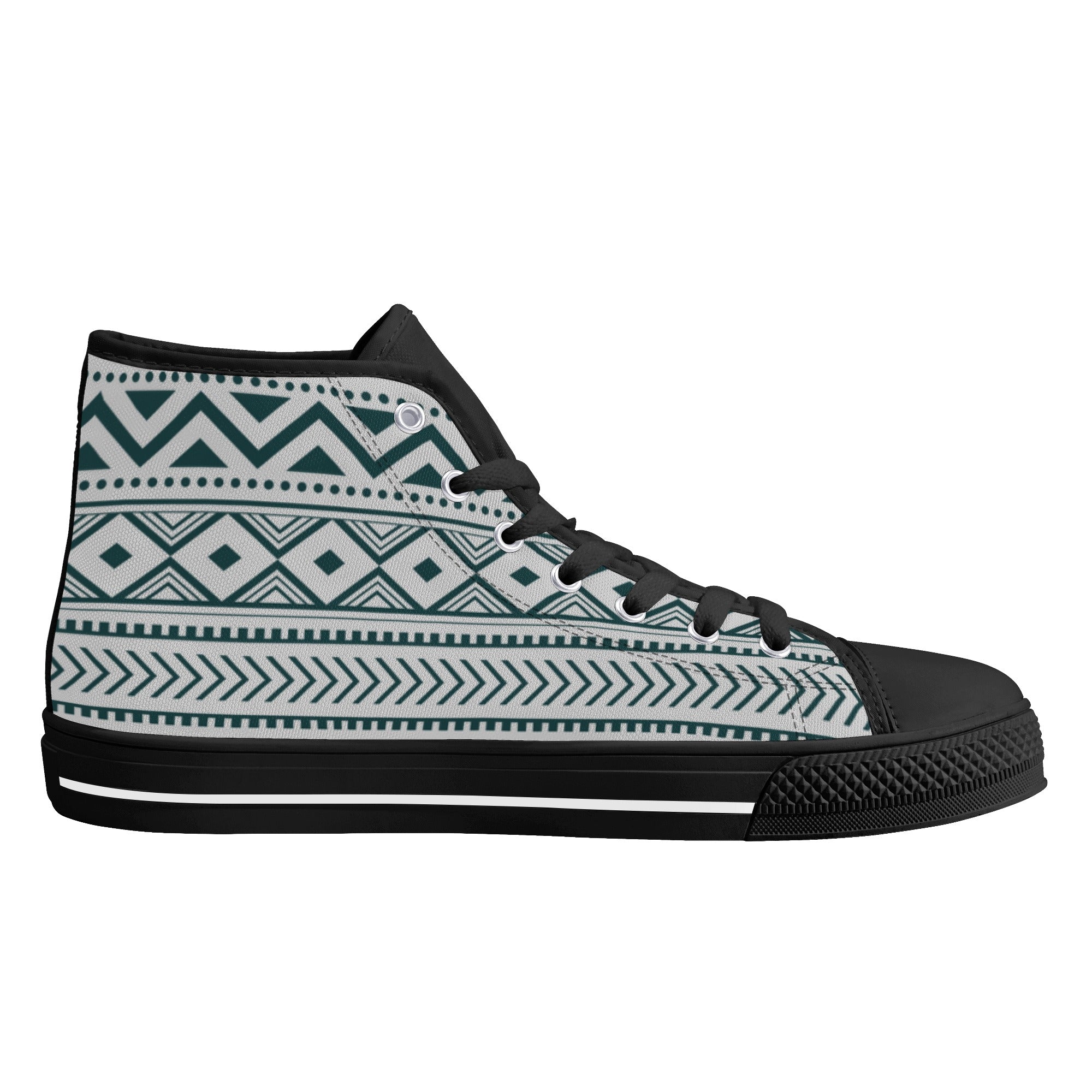 Women's High Top Canvas Sneakers - Silverado Southwestern Print Slip-On Shoes for Casual Wear & Outdoor Activities
