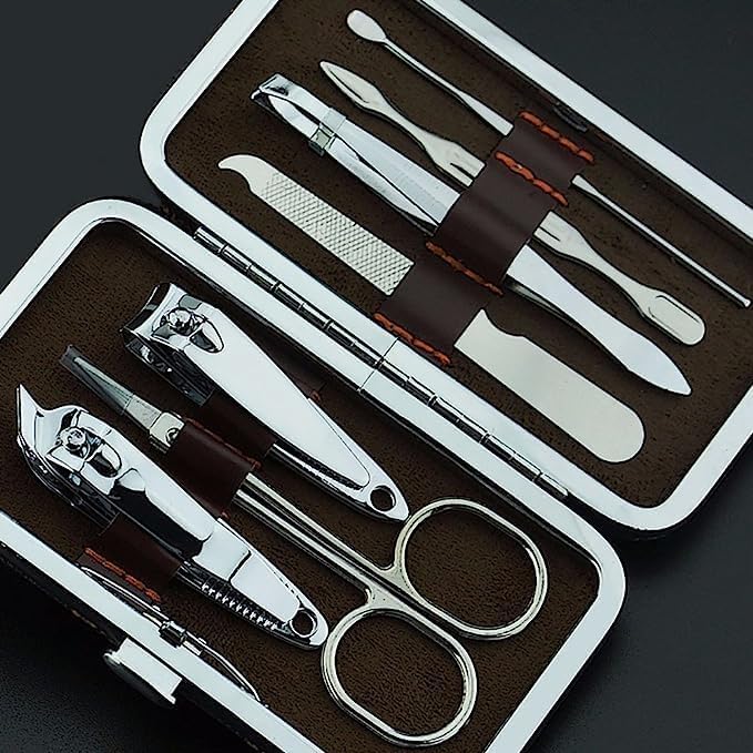 Professional 7-in-1 Stainless Steel Manicure & Pedicure Kit - Nail Clippers, Scissors, Grooming Tools Set for Women & Girls - Perfect for Home Nail Care, Travel Essentials & Salon-Quality Results