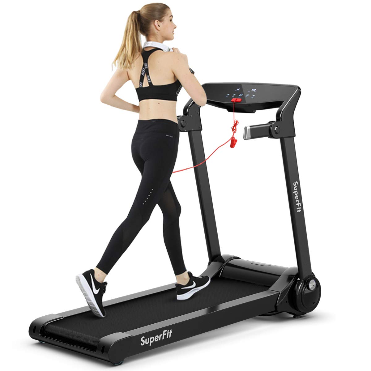 GYMAX Folding Treadmill - 3.0HP Quiet Running Machine with Bluetooth Speaker, HD Touchscreen & Smart App Control for Home & Office | Perfect for Cardio Workouts, Indoor Jogging & Walking Exercises