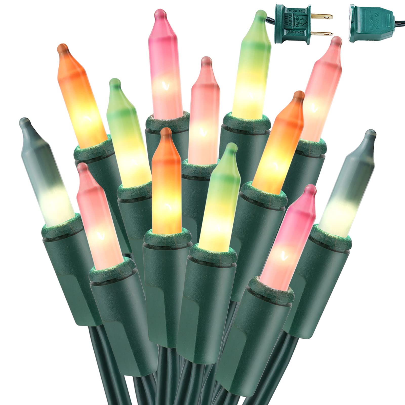 BrizLabs Easter String Lights - 34.8ft 150 Count Pastel Connectable Lights for Indoor/Outdoor Decor | UL Certified 120V Incandescent Christmas Lights with Green Wire | Perfect for Easter Trees, Parties, and Spring Home Decoration