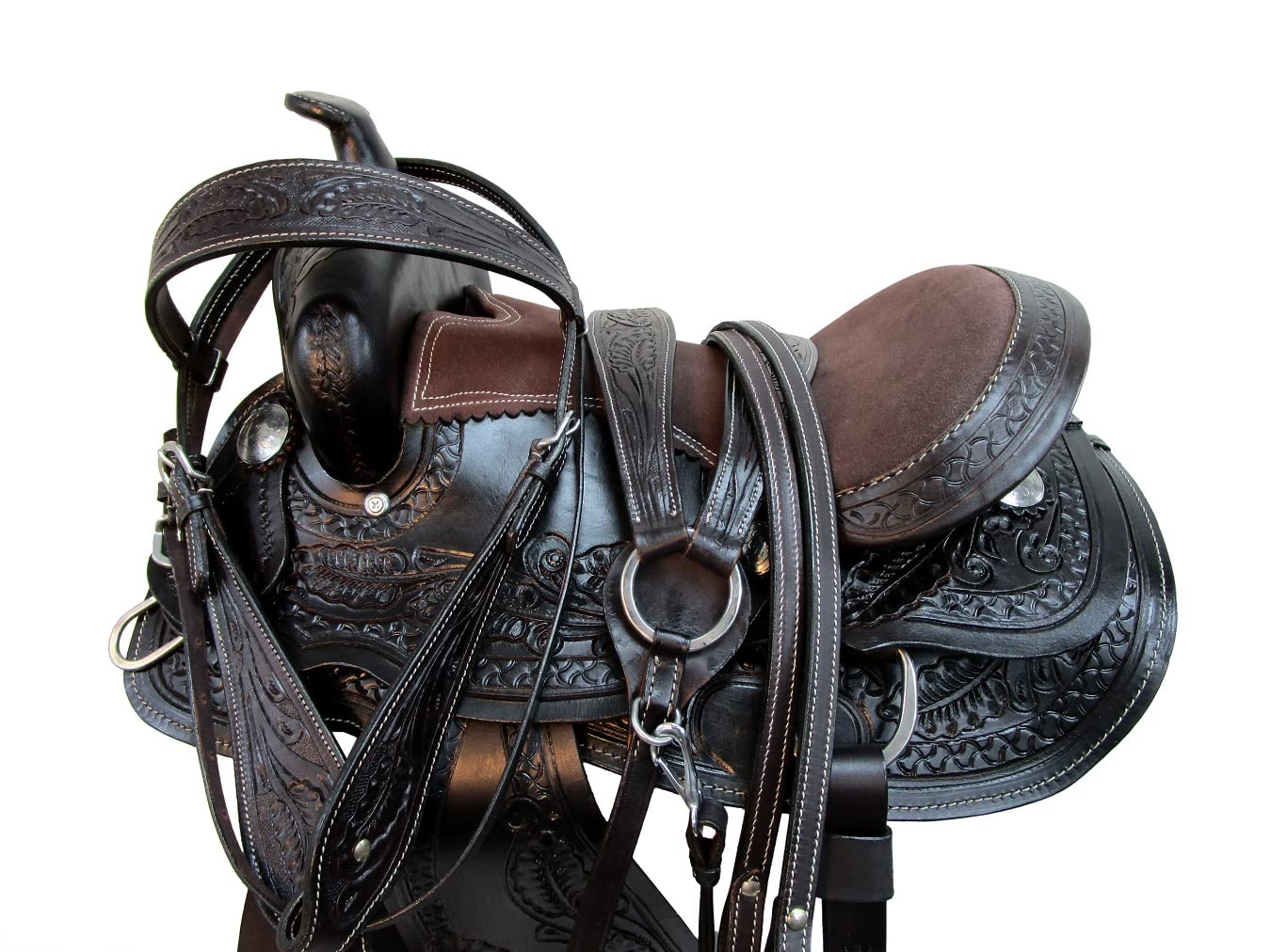 Premium Genuine Leather Western Barrel Racing Saddle for Kids & Youth - Complete Horse Tack Set (Sizes 10, 12, 13, 14) - Perfect for Rodeo Training, Horseback Riding Lessons & Youth Equestrian Competitions