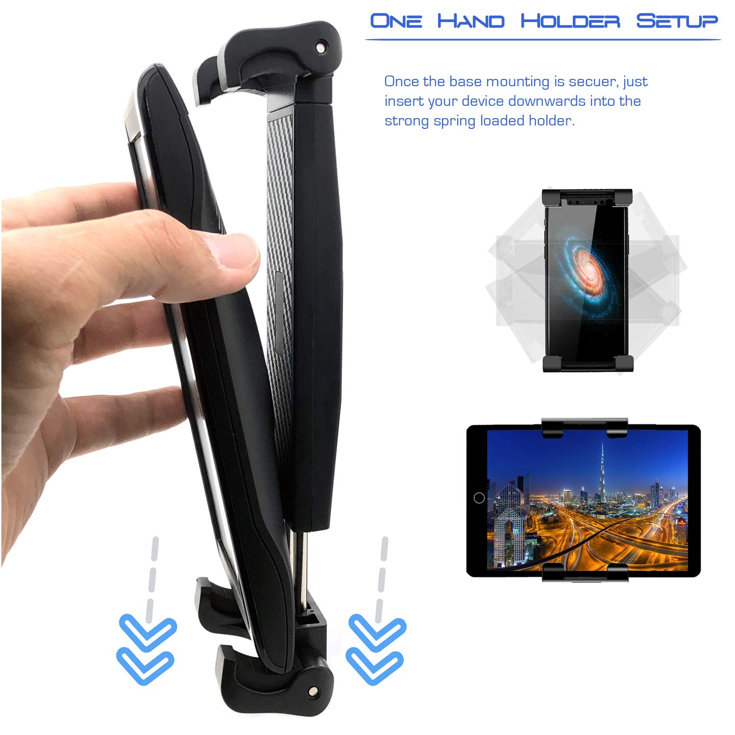 Heavy Duty Industrial Alloy Metal ELD Drill Base Universal Tablet & Smartphone Mount - Wall, Fleet & Truck Holder for iPad Mini/Air/Pro (All Gen), iPhone 15/16 Pro/Max/Plus, Galaxy S23/S24, Tab & Surface Pro | Perfect for Truckers, Fleet Management & Industrial Worksites