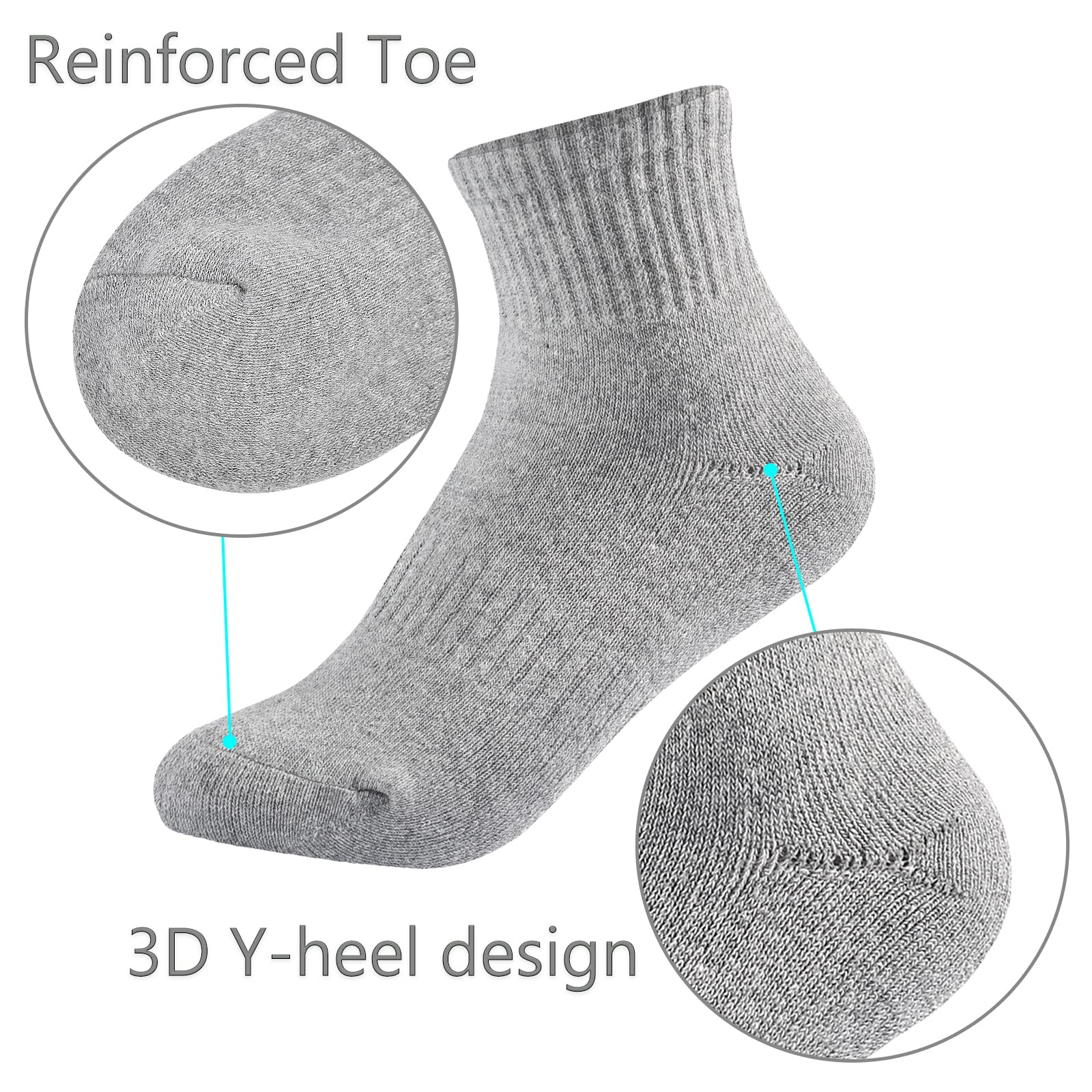 LO SHOKIM Women's Athletic Running Socks - 6 Pairs Cushioned Ankle Socks with Thick Cotton for Sports, Workout & Daily Wear - Perfect for Jogging, Gym, Yoga and Outdoor Activities