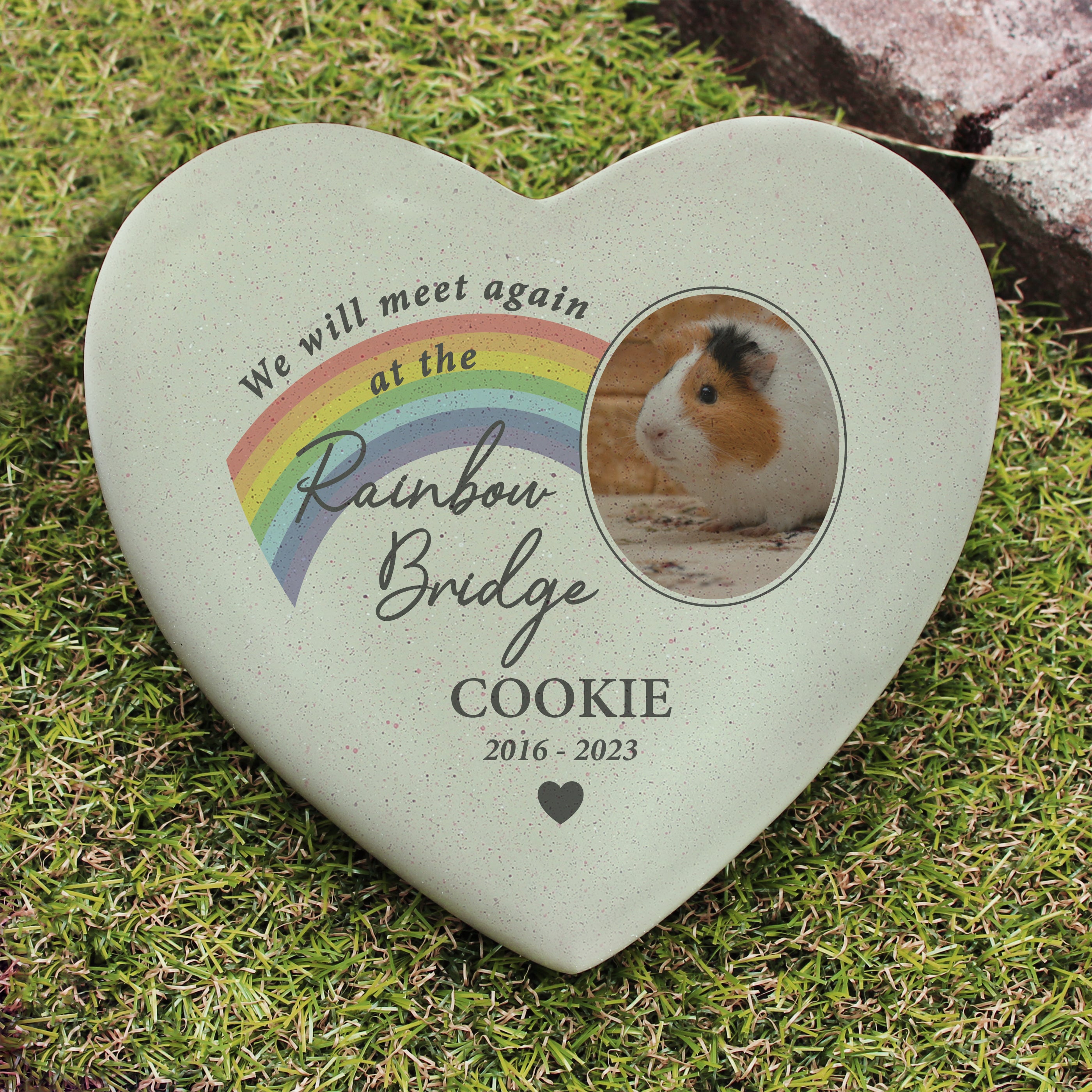 Personalized Pet Memorial Heart - Custom Rainbow Bridge Photo Upload - Resin Keepsake for Pet Loss Remembrance - Perfect for Pet Memorial Gifts & Sympathy Decor