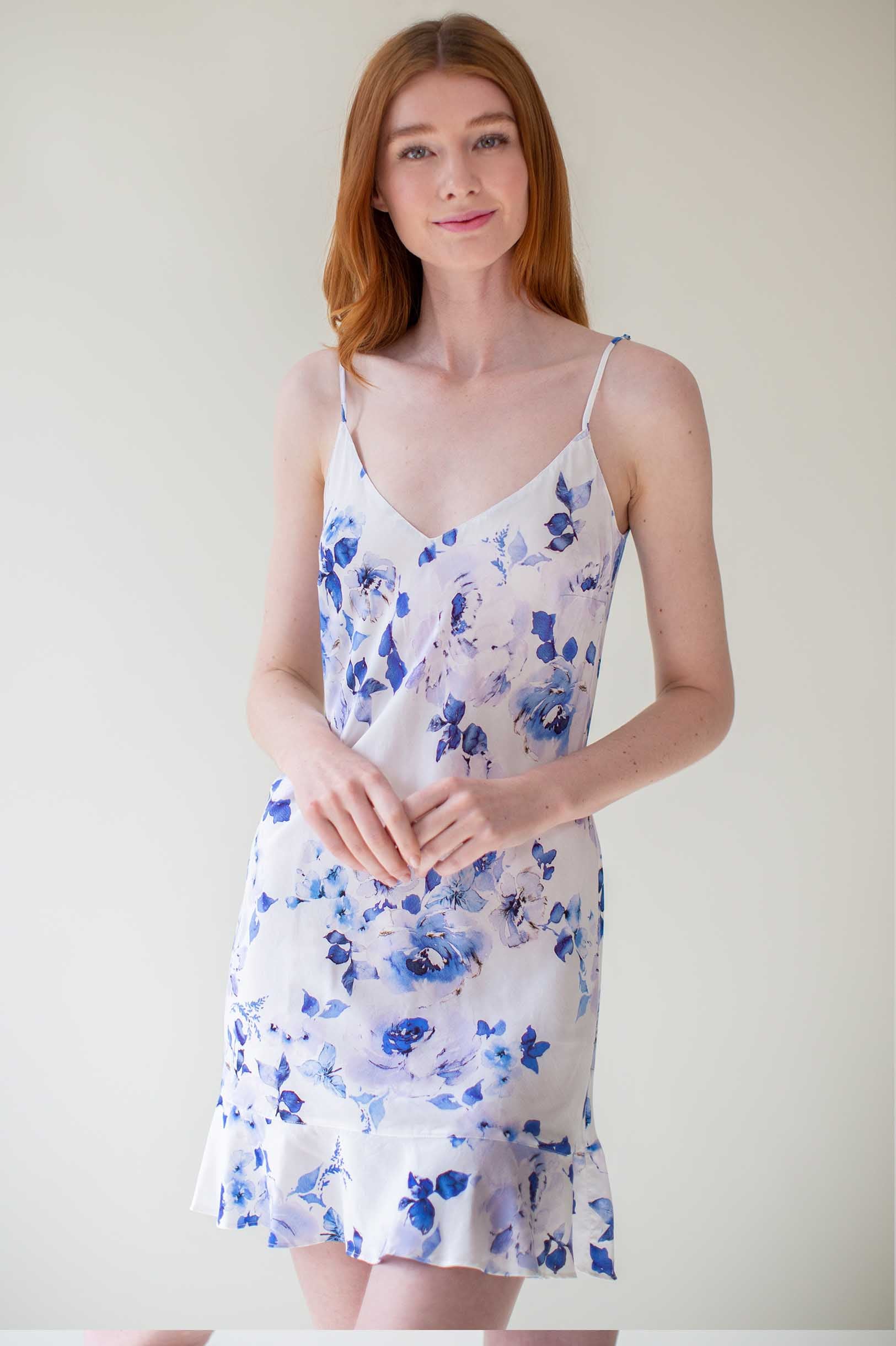Botanical Love Flounce Bias Cut Slip Dress in Pink Floral - Perfect for Summer Weddings, Beach Vacations & Date Nights