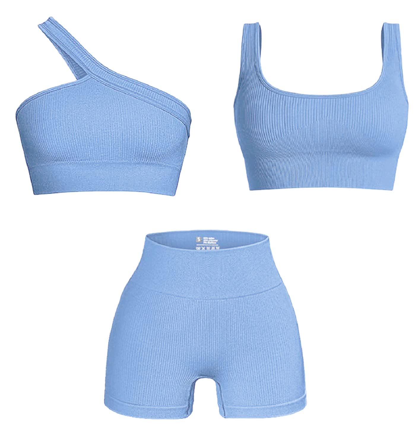 Seamless 2-Piece Workout Sets for Women - Sexy One Shoulder Sports Bra & High Waist Yoga Shorts | Gym, Running & Yoga Outfits