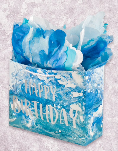 Premium Blue Marble Pattern Gift Bags - Elegant Party Favor Bags for Weddings, Birthdays & Special Occasions - Bulk Pack of 50