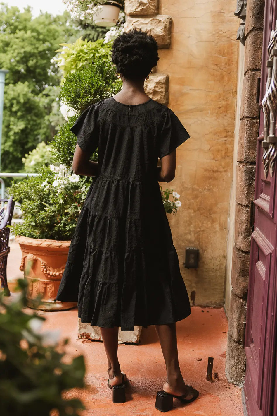 Neve Textured Midi Dress in Black - Women's Elegant Bodycon Party Dress for Evening Events, Date Night & Special Occasions