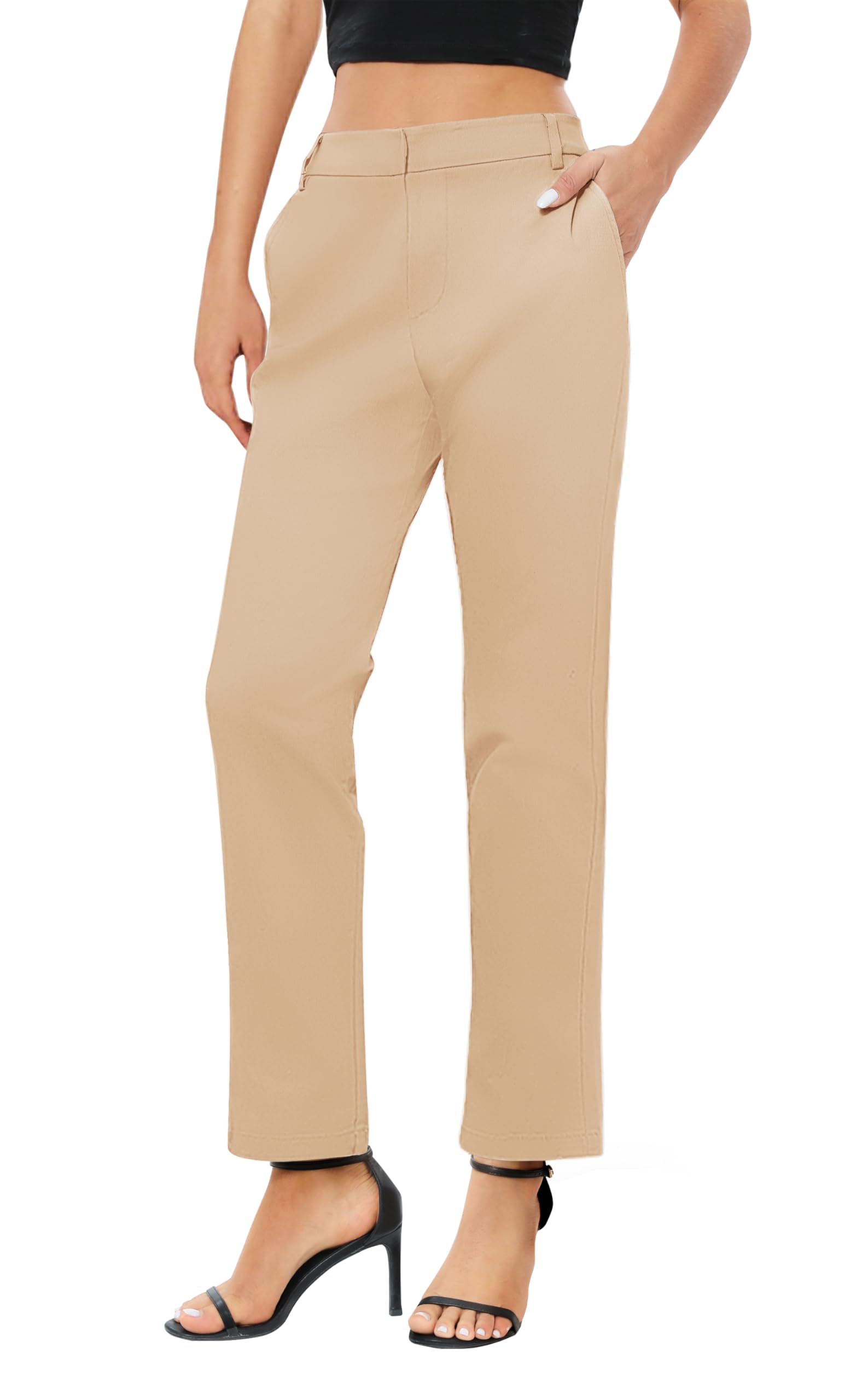 Urban CoCo Women's Stretch Waist Work Pants - Business Casual Office Trousers with Pockets for Professional Women | Perfect for Office, Meetings & Business Travel