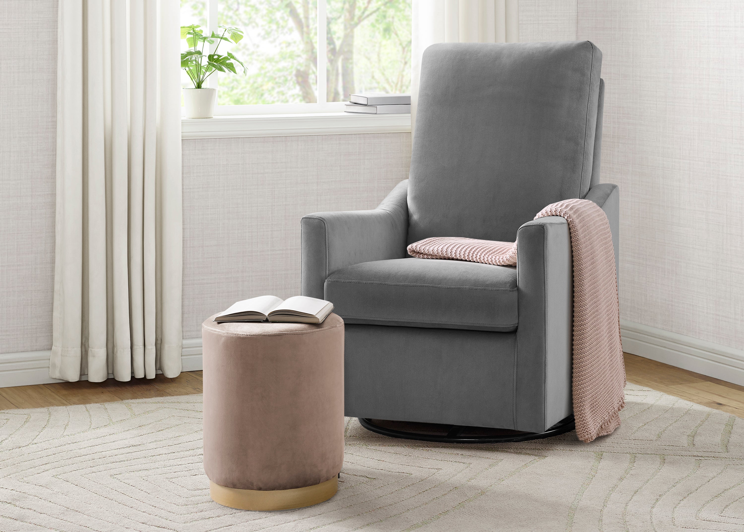Andie Nursery Glider Swivel Chair with LiveSmart Fabric - Comfortable Rocking Recliner for Breastfeeding & Baby Nursery - Perfect for Nursing, Reading & Relaxing with Your Newborn