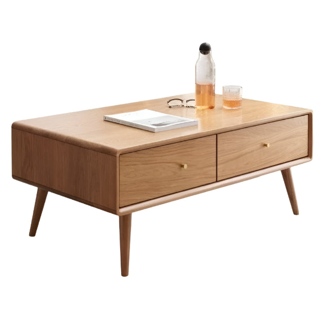Solid Oak and Ash Wood Modern Nordic Coffee Table - Minimalist Living Room Furniture for Small Spaces and Apartments