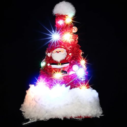 Bartosi LED Christmas Hat Hairpins - Santa Claus Hair Clips for Women & Girls, Cute Xmas Hair Barrettes & Headpieces, Perfect for Holiday Parties, Cosplay & Festive Celebrations