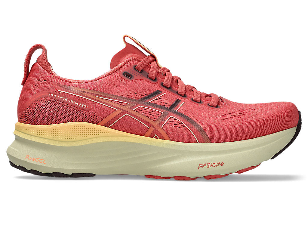 ASICS Women's GEL-Kayano 32 Running Shoes - 700 Dark Pink Clay/Dark Currant - Premium Cushioned Support for Road Running, Jogging & Fitness Training