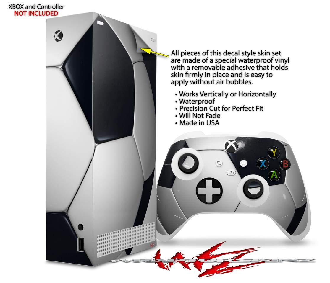 XBOX Series S Console & Controller Vinyl Wrap Skin Decal - Soccer Ball Design | Custom Gaming Protection | Perfect for Gaming Setups & Gifts (Console Not Included)
