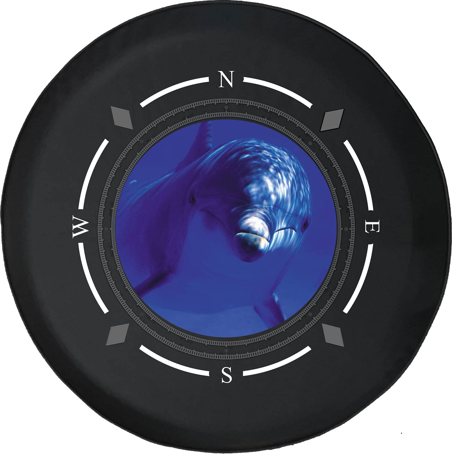 Premium American Unlimited Spare Tire Cover with Compass & Dolphin Design - Durable SUV, Trailer, RV Wheel Accessory for Outdoor Adventures & Road Trips