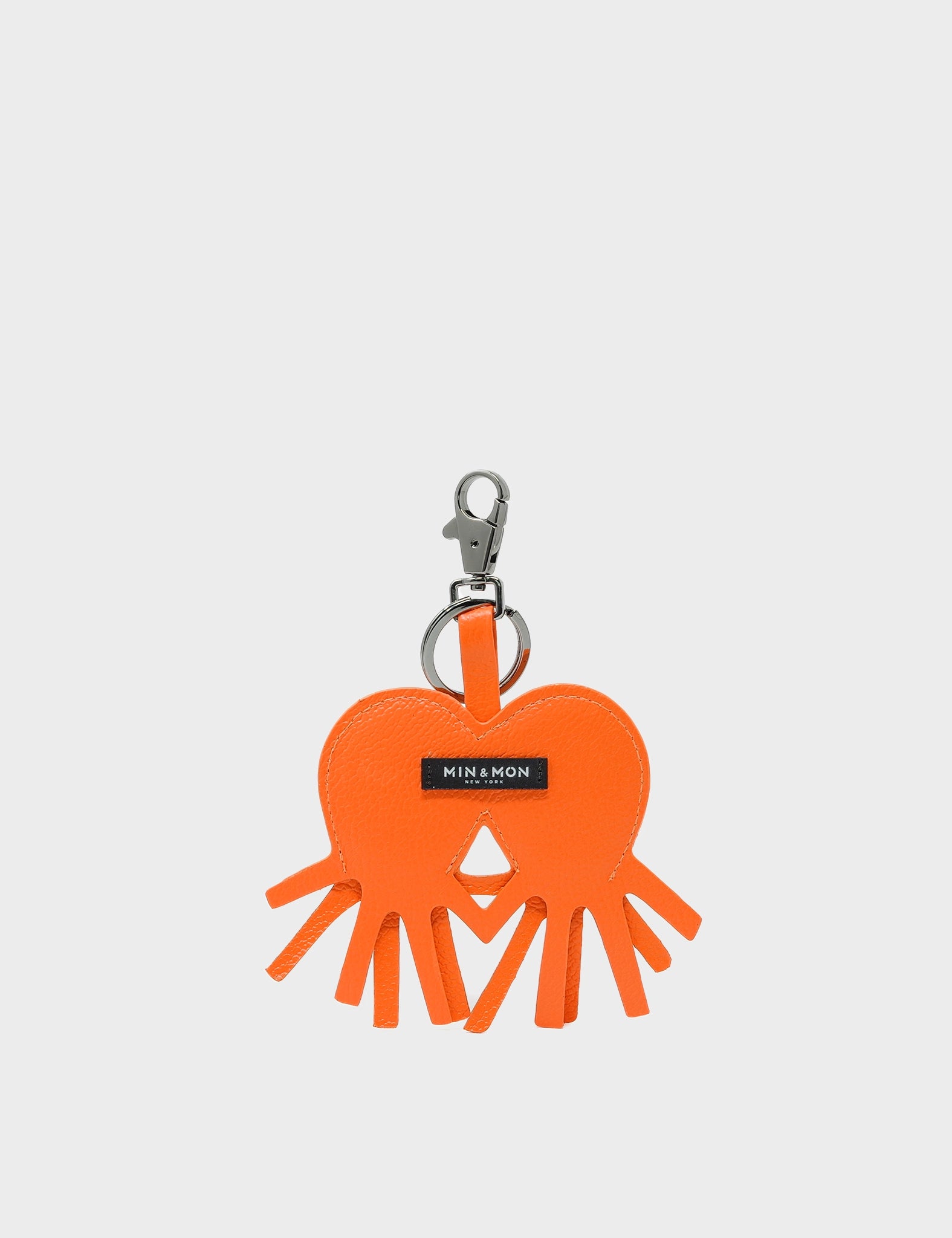 Octotwins Charm Neon Orange Leather Keychain - Cute Octopus Keyring for Bags, Keys & Gifts | Durable PU Leather Accessory for Everyday Use