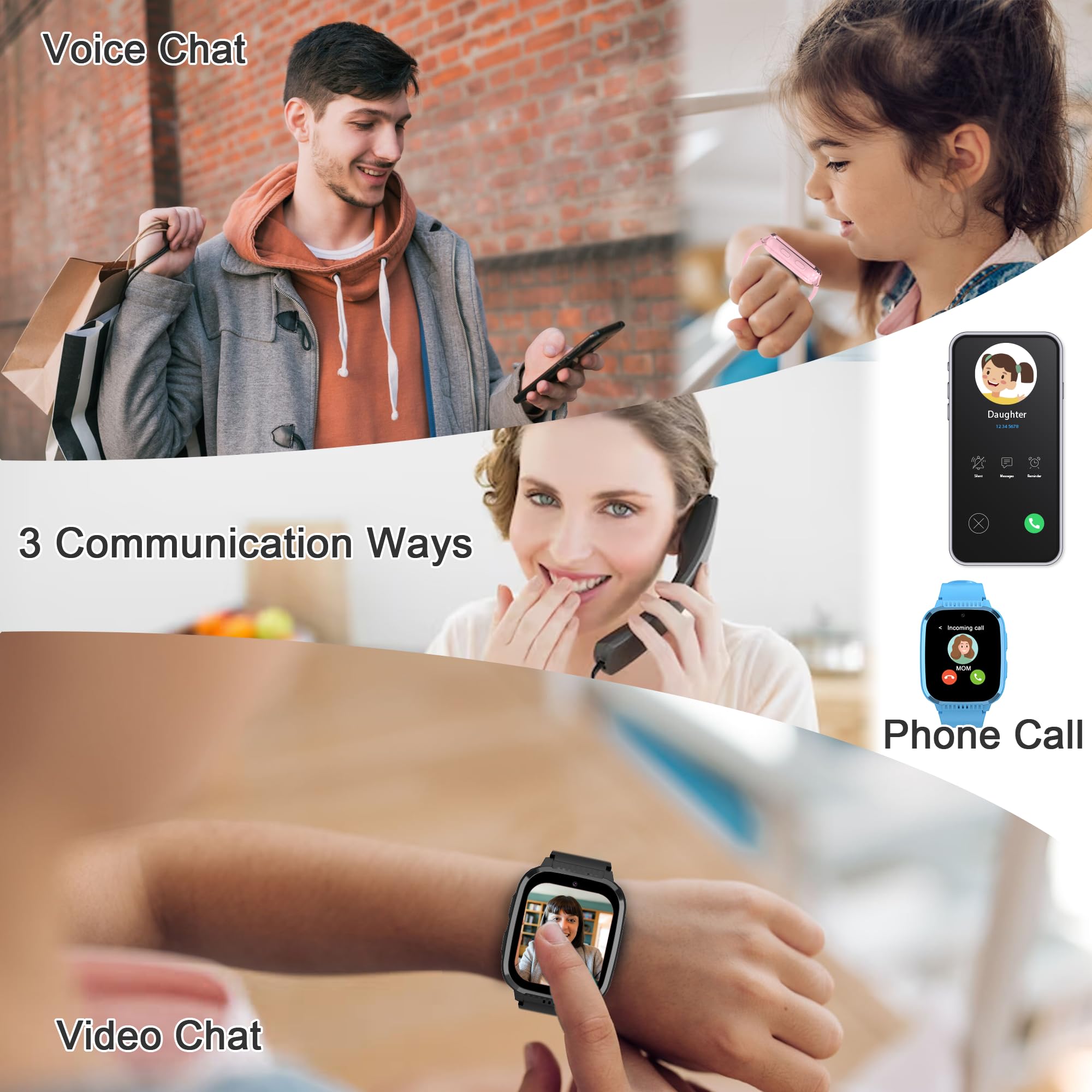 4G Kids Smart Watch for Boys & Girls - GPS Tracker, Voice Chat, Camera, SOS Alarm, Waterproof, Pedometer, Stopwatch, Puzzle Games, Calculator - Perfect for School, Outdoor Play, and Birthday Gifts (Ages 4-12)