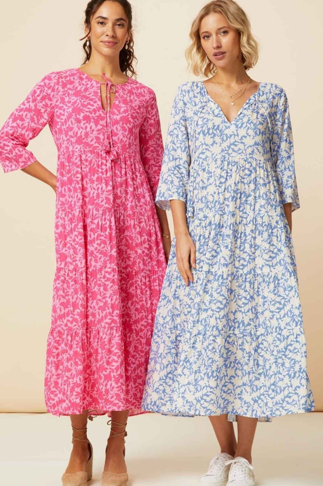 Emma EcoVero™ Midi Dress - Sustainable Pink Floral Summer Dress for Women | Perfect for Beach Vacations, Garden Parties & Casual Outings