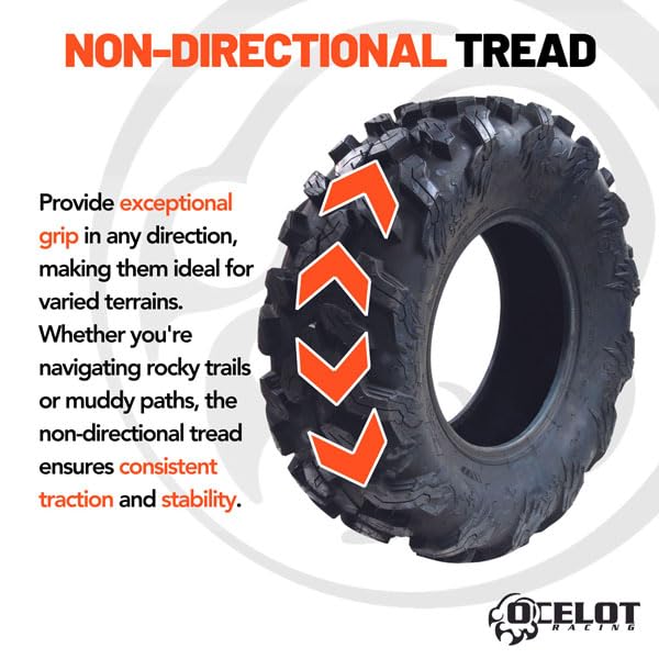 Premium 27x9x14 UTV Tires - Ocelot P3067 Basilisk 6-Ply All-Terrain ATV/UTV Tires, Lightweight & Durable Tubeless Design for Mud, Sand & Trails - Perfect for Off-Road Adventures, Hunting & Farm Work