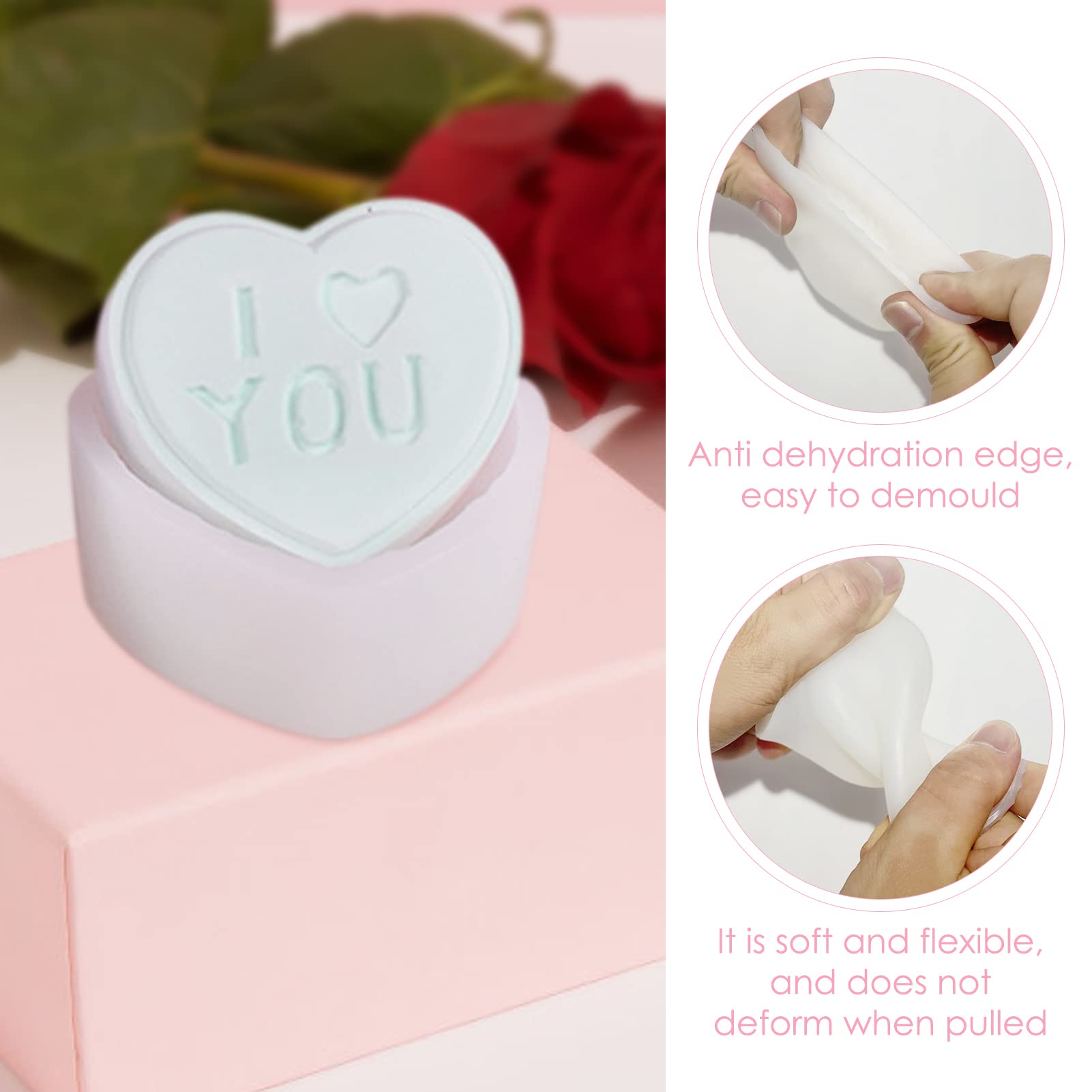 3D Silicone Heart Shaped Candle Mold - DIY Candle, Soap, Chocolate & Candy Making Kit - Perfect for Homemade Mother's Day Gifts, Birthday Party Decorations & Craft Projects - Reusable Baking Molds for Romantic Home Decor & Handmade Gifts from Daughter