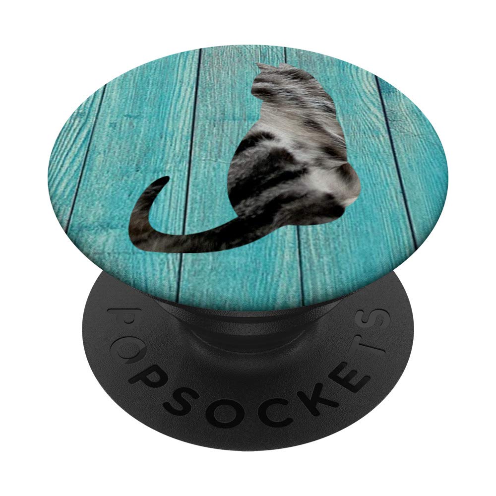 Adorable Tabby Cat Phone Stand Holder - Blue Cute Kitty Design for iPhone & Android - Perfect for Desk, Office, and Home Decor