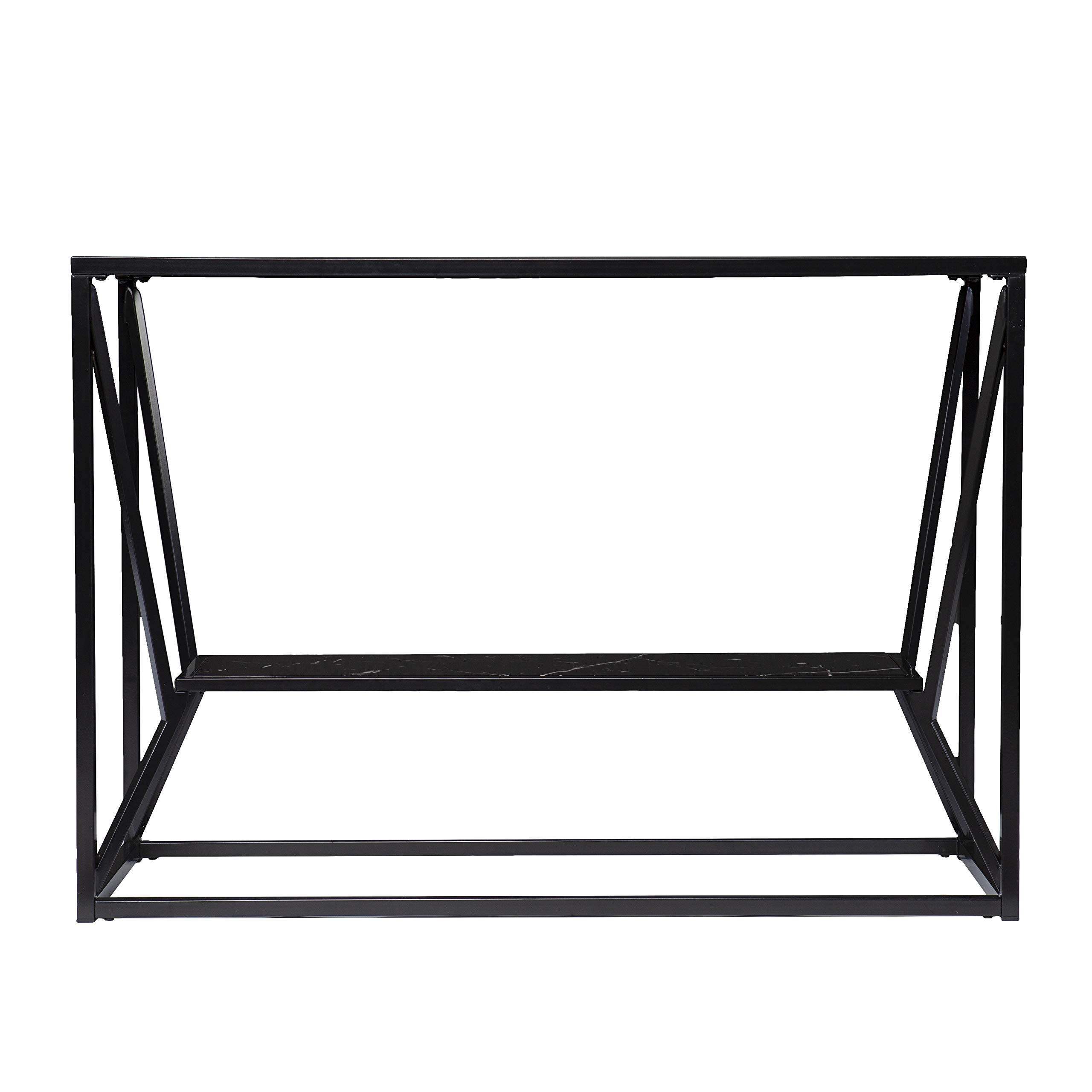 Argall Long Glass-Top Console Table - Modern Black Entryway Furniture for Hallway, Living Room & Office Decor | Sleek Glass & Metal Design
