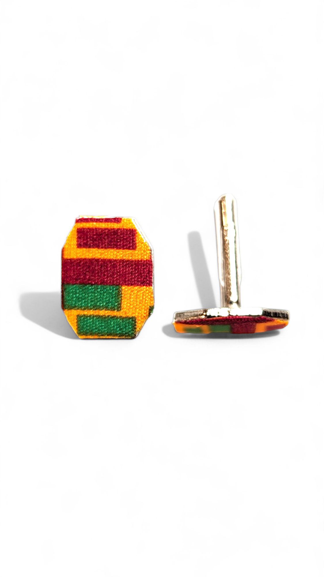 Stylish Silver Plated Oval Kente African Print Cufflinks - Heritage Jabari Design for Men | Perfect for Weddings, Business Meetings & Formal Events