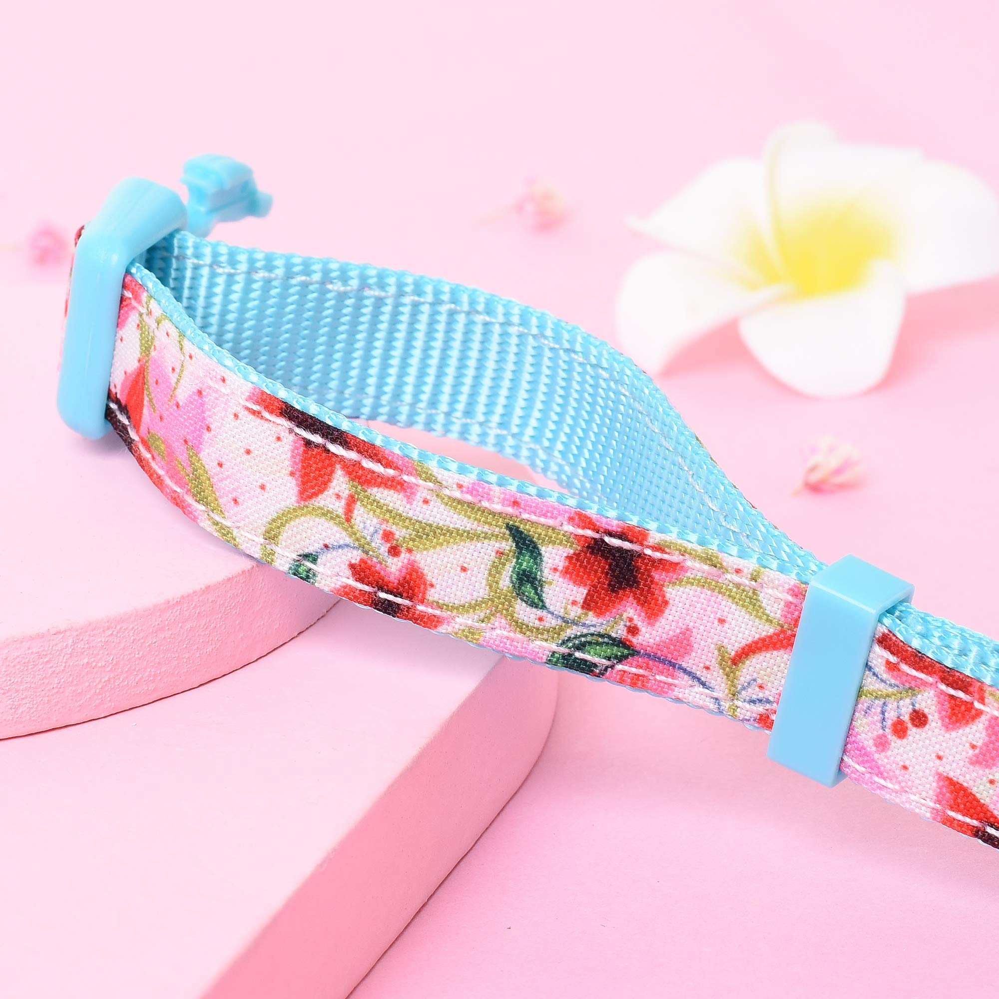 Cute Flower & Fruit Pattern Dog Collar for Medium Dogs - Soft Poly Cotton Fabric, Lightweight & Comfortable - Perfect for Daily Walks, Training & Outdoor Adventures (Lily, Size M)