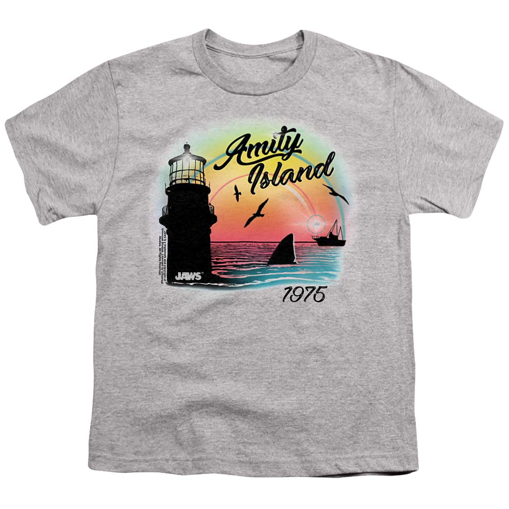 Jaws Amity Island Unisex Youth T-Shirt - Vintage Shark Movie Tee for Boys & Girls - Perfect for Halloween, Movie Nights & Summer Beach Outfits