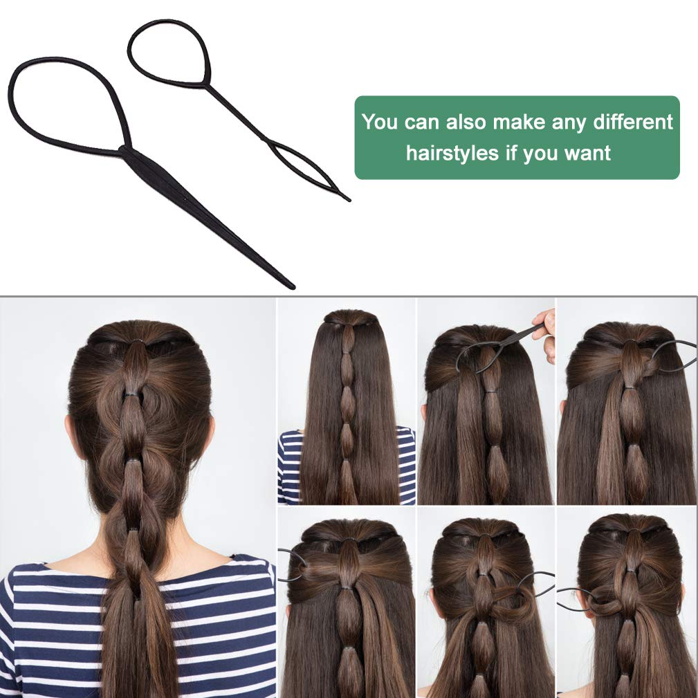 5 Pairs Plastic Hair Braid & Ponytail Maker Tools - French Braid Accessories, Hair Loops for Styling - Perfect for DIY Hairstyles, Parties, and Everyday Use