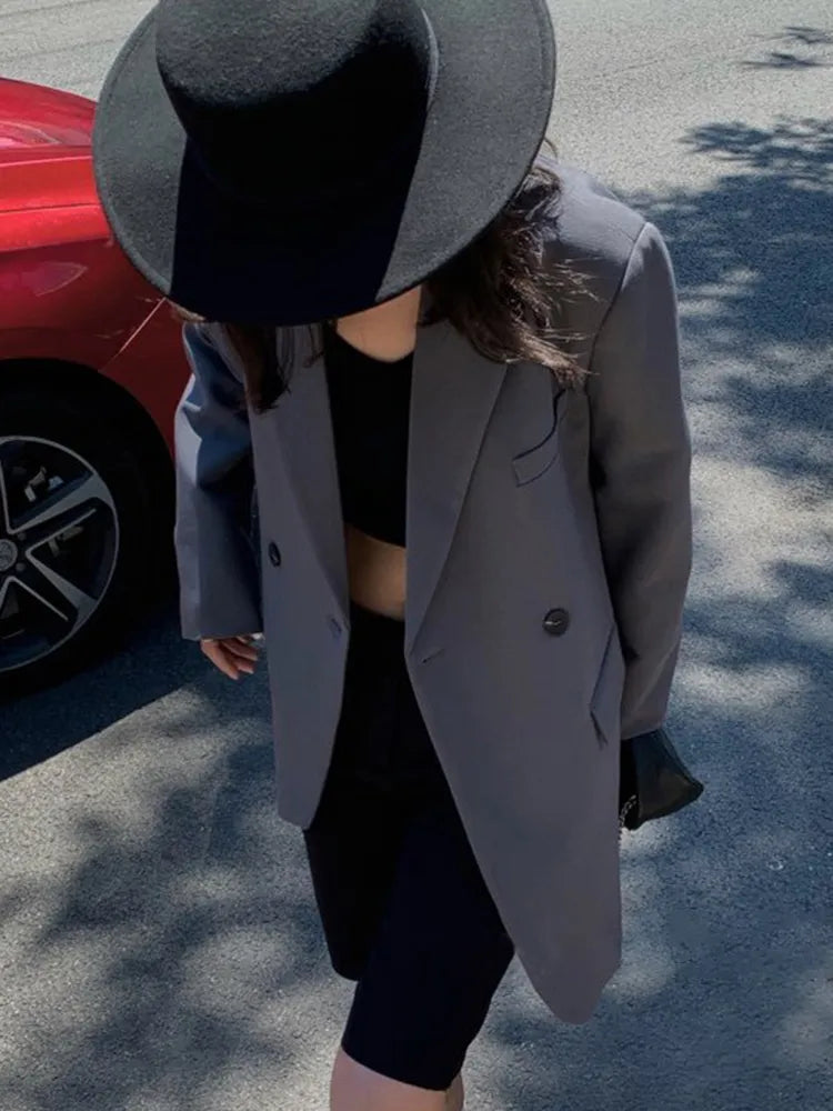 Women's Black Asymmetrical Blazer with Notched Collar - Long Sleeve Minimalist Jacket for Office Wear, Business Attire & Fall Fashion | Professional Workwear & Autumn Outfits