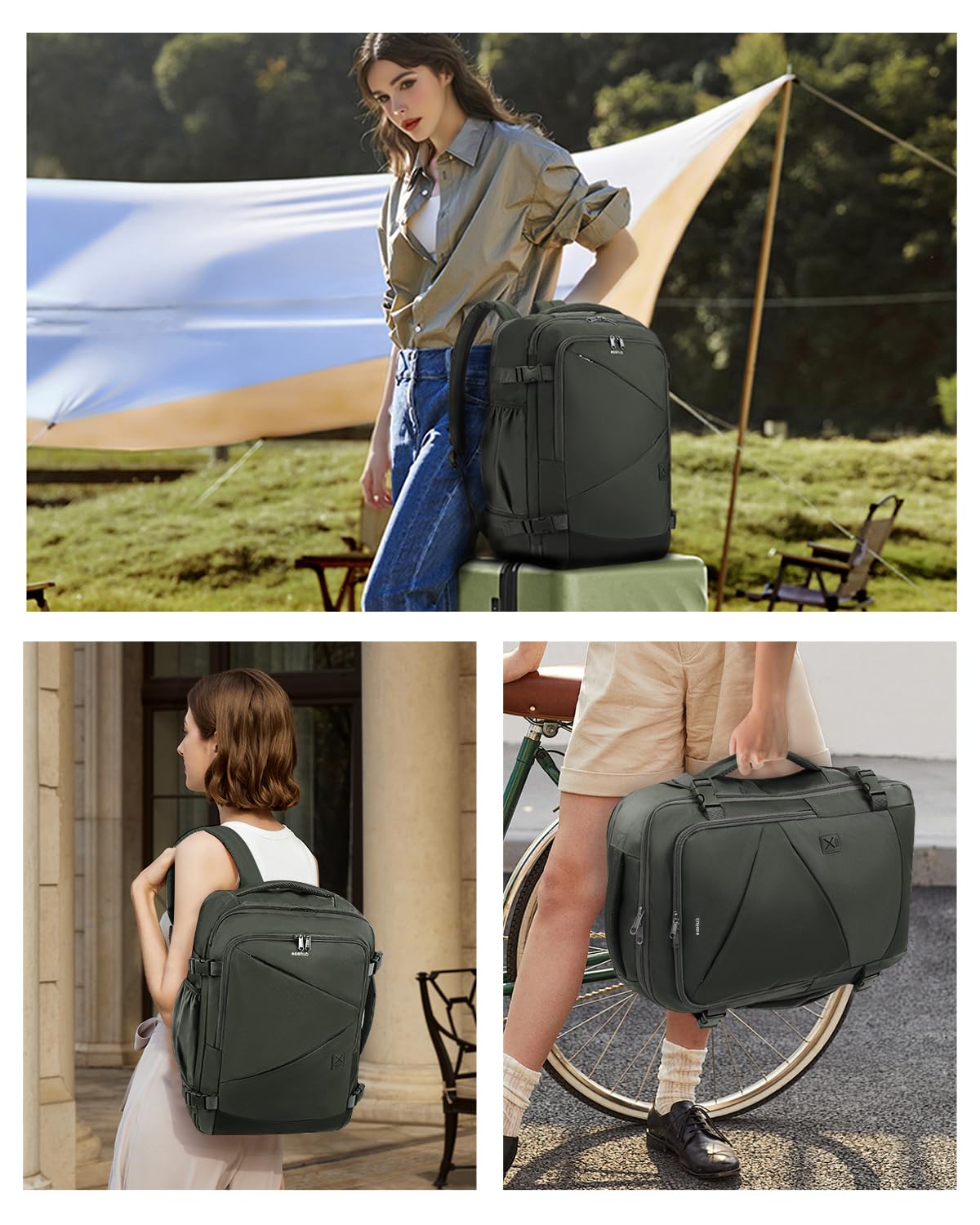ECOHUB Expandable Carry On Travel Backpack - 17 Inch Water Resistant Laptop Backpack with 12 Pockets & Wet Pocket, 30L Flight Approved Personal Item Bag (18x14x8) for Business Travel, Commuting & College - Perfect for Airplanes, Work & Daily Use