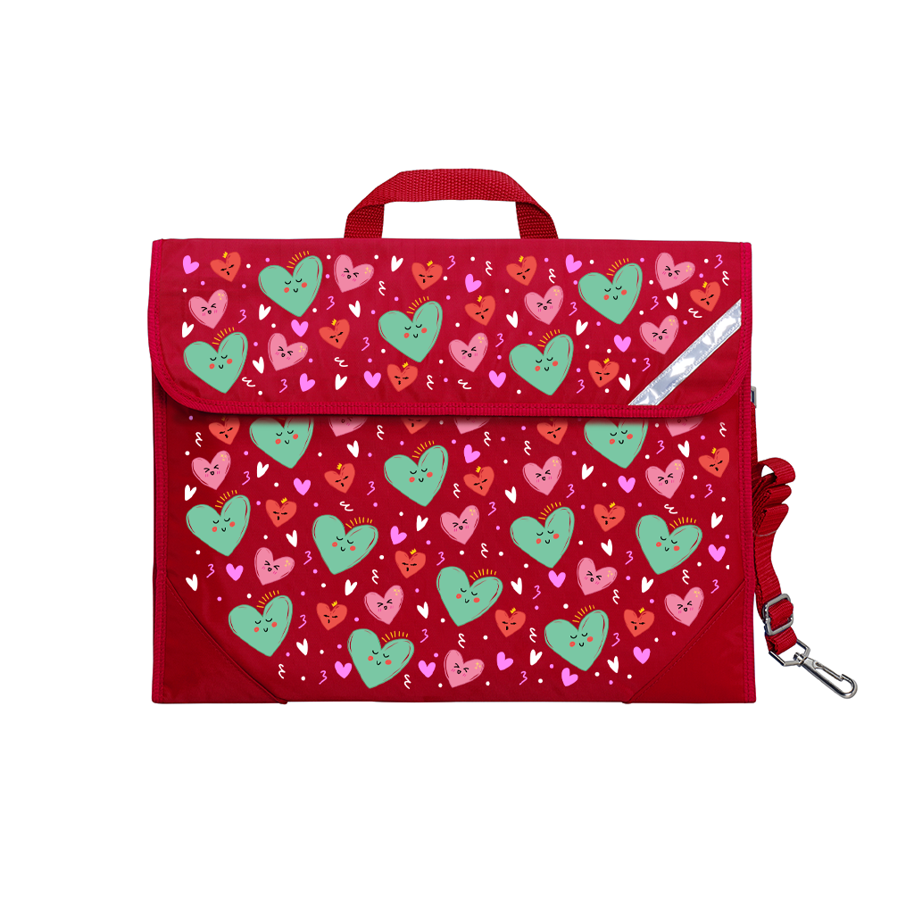 Sweet Hearts Safety Library Bags for Kids - Durable Book Bags with Reinforced Handles for School, Travel & Daily Use - Perfect for Carrying Books, Toys & Essentials