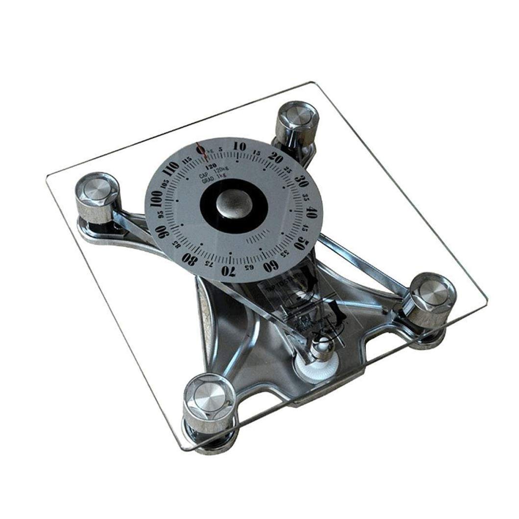 High Precision Mechanical Bathroom Scale - 8mm Tempered Glass Platform with Clear Readout - 120kg/264lb Capacity - Perfect for Home, Gym & Health Tracking