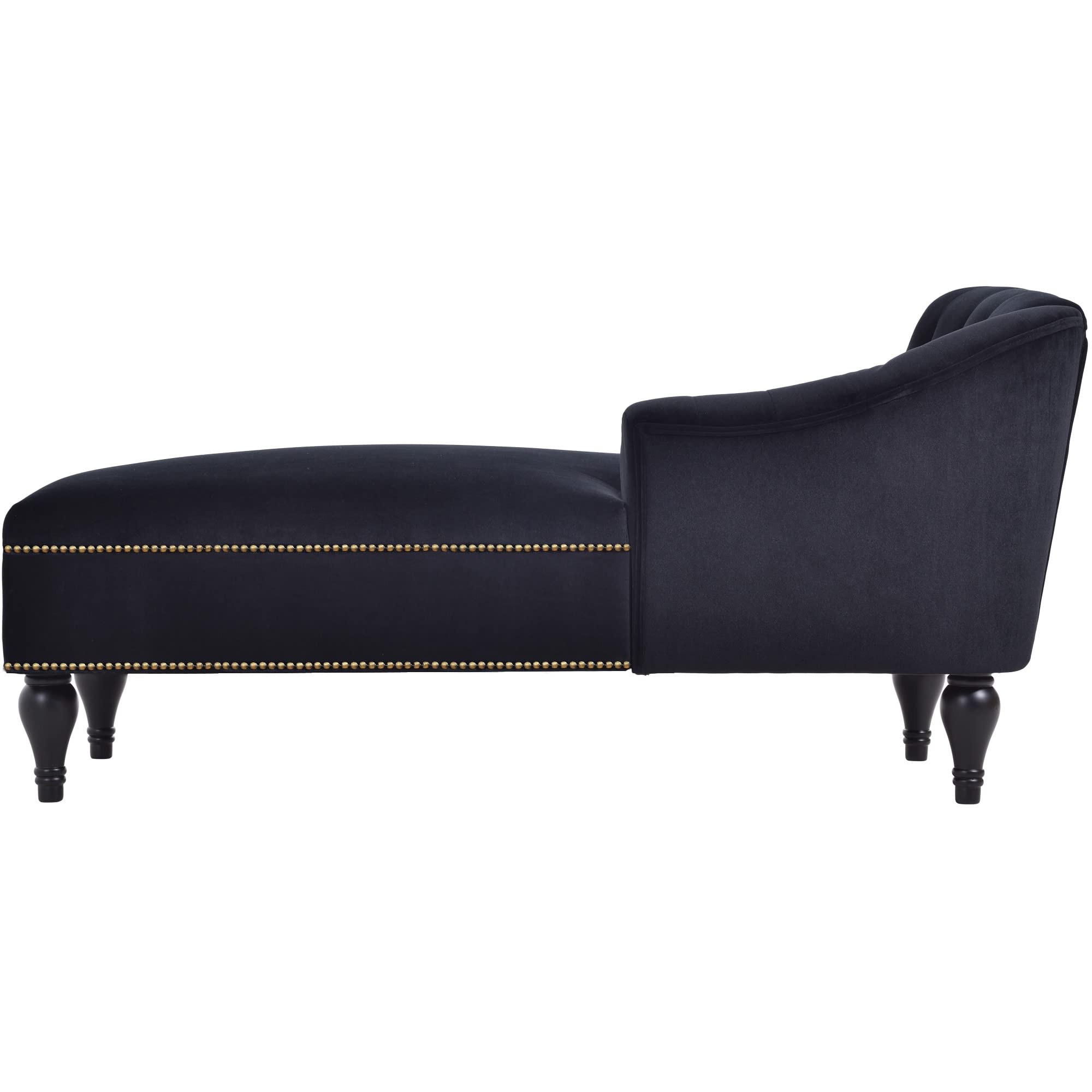 Velvet Upholstered Chaise Lounge Chair - Modern Corner Sofa Bed for Living Room, Bedroom & Office - Small Space Furniture for Apartments (Black) | Perfect for Relaxing, Reading & Napping