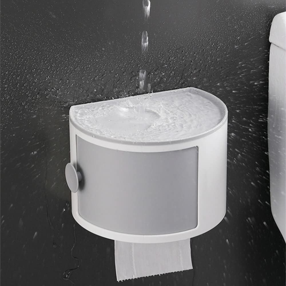 Waterproof Bathroom Tissue Box Holder - Creative Drum Shape Makeup Storage Organizer with Hole-Free Design, Light Grey - Perfect for Toilet Paper, Paper Towels & Bathroom Essentials Organization