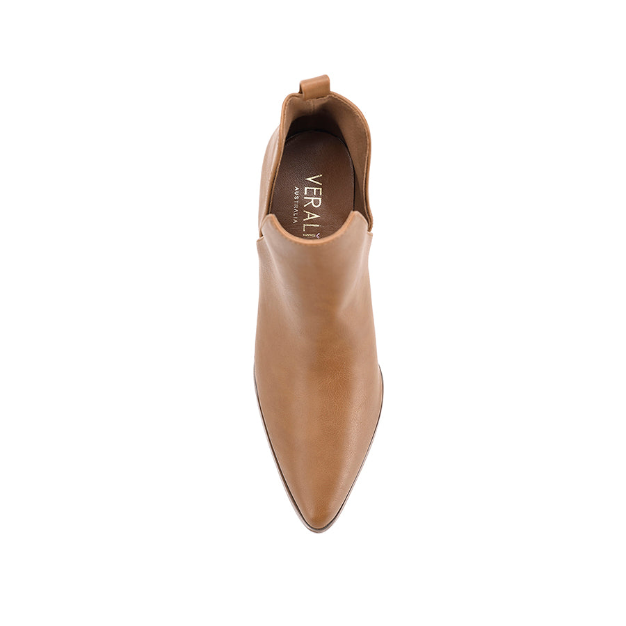 Fierce Cut Out Ankle Boots for Women - Tan Softee Leather Comfortable Fashion Shoes for Casual Outfits & Night Out