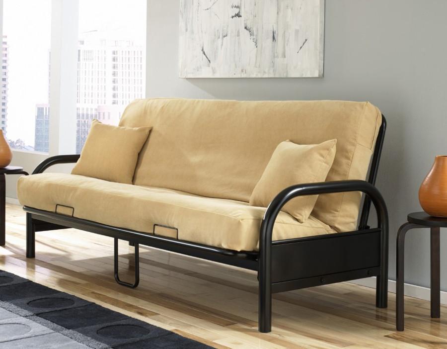 Black Metal Futon Frame - Sturdy & Modern Design for Small Spaces - Perfect for Guest Rooms, Apartments, and Dorm Rooms