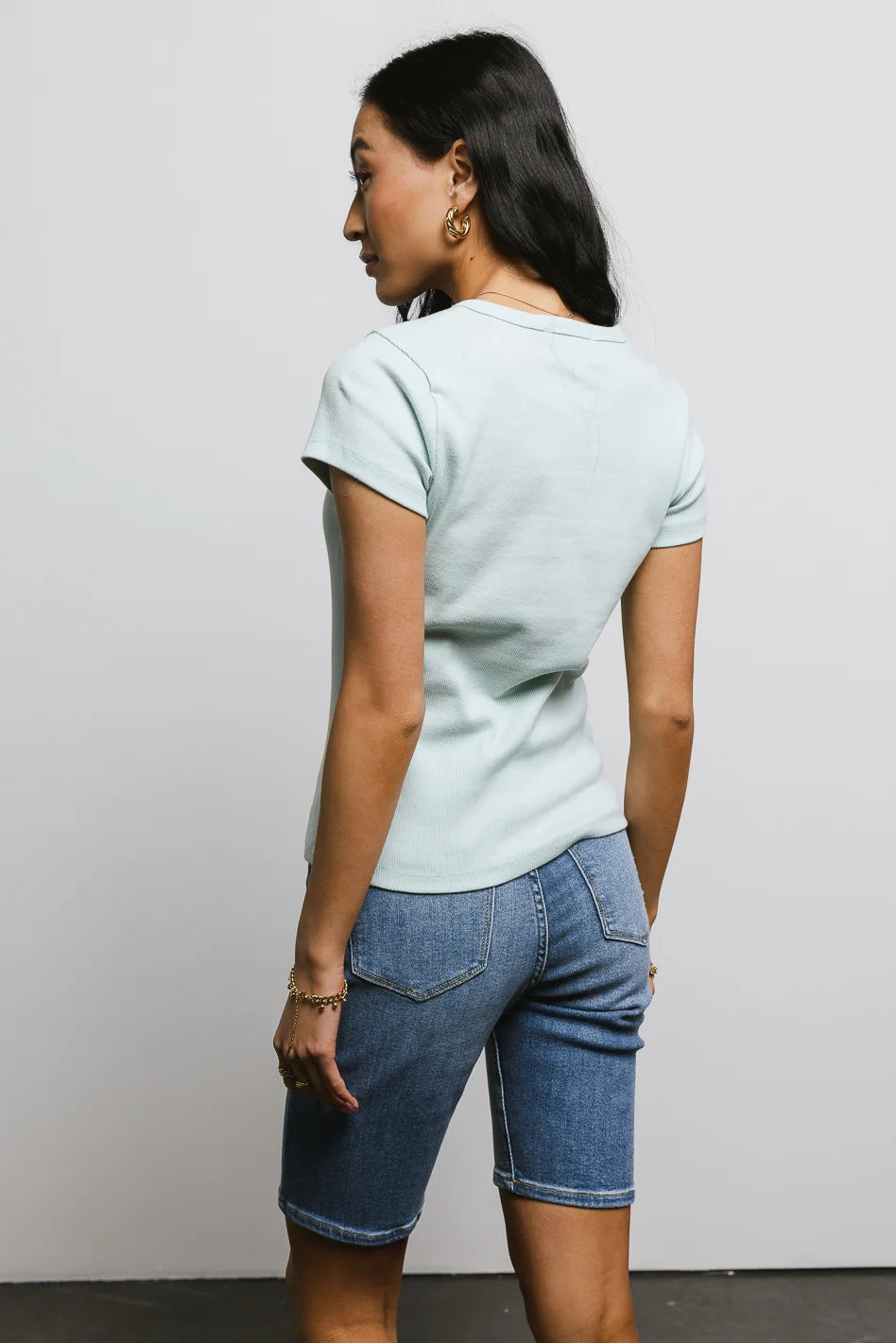 Addison Ribbed Top in Mint Green - Women's Casual Stretch Knit Shirt | Perfect for Layering, Everyday Wear & Summer Outfits