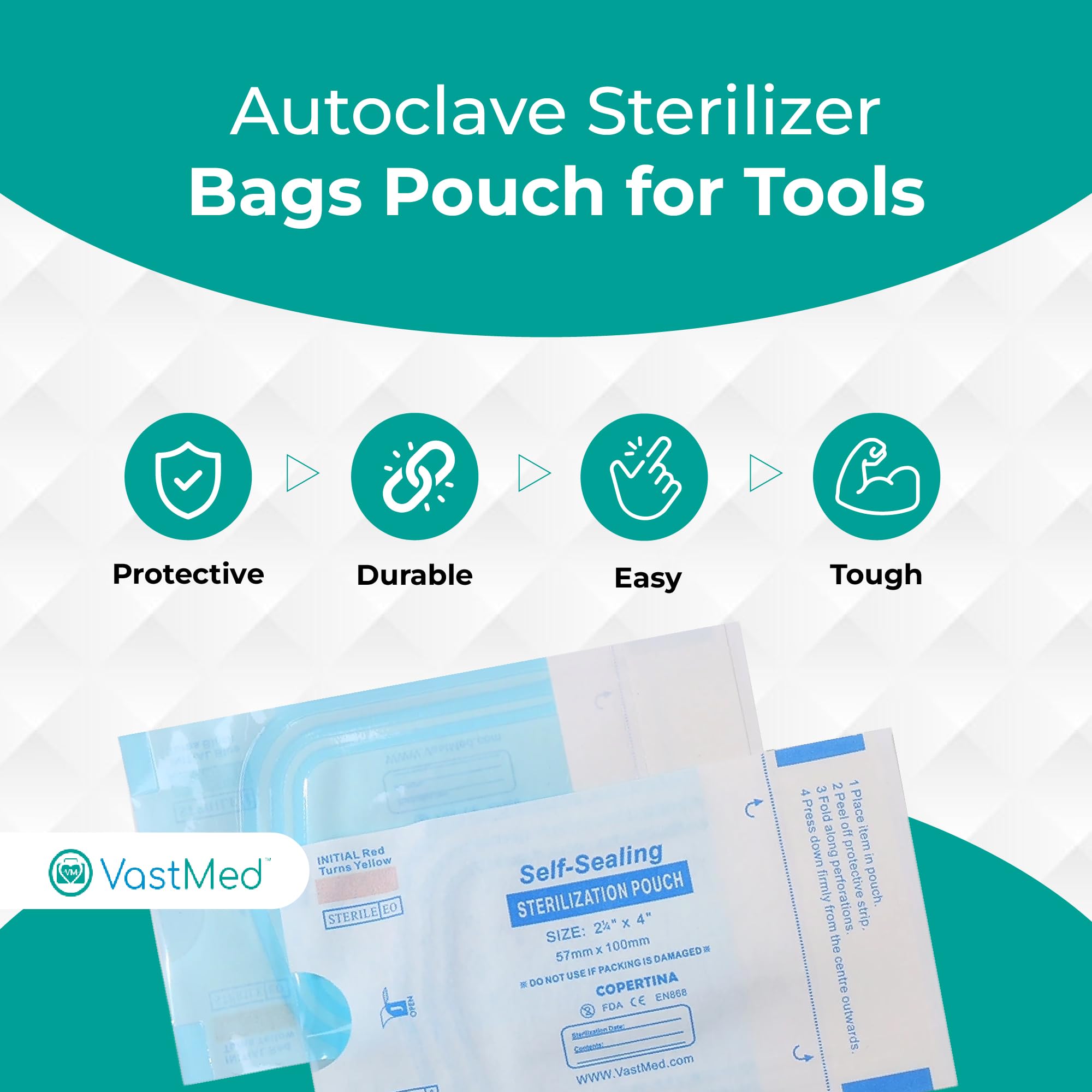 200PCs Self Seal Sterilization Pouches 2.25