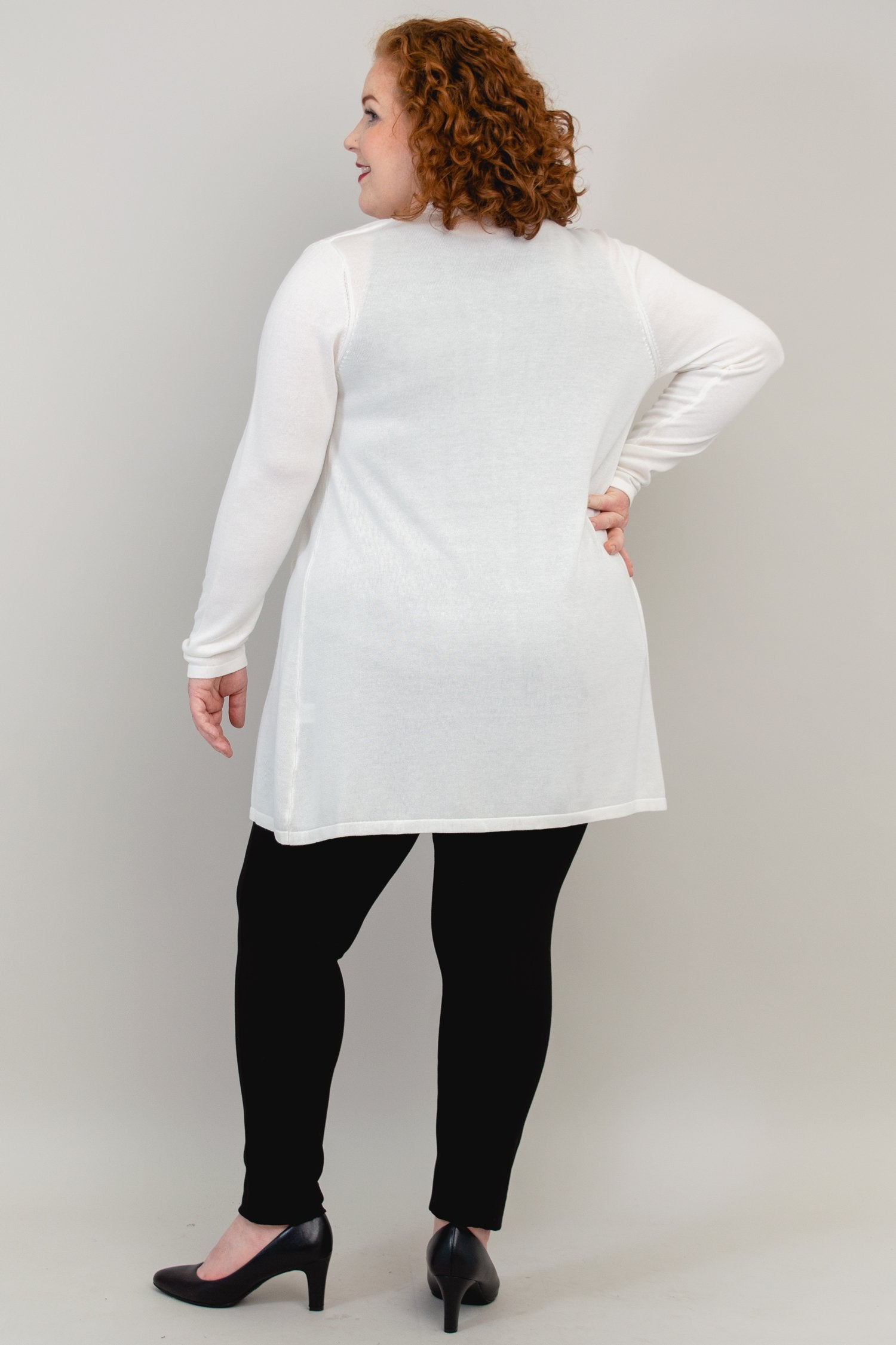 Justine Sweater - Soft White Bamboo Cotton Blend Women's Top for Casual Wear & Layering